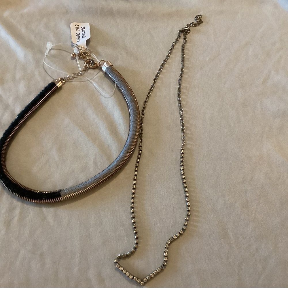Set of Two Silvertone Evening Necklaces